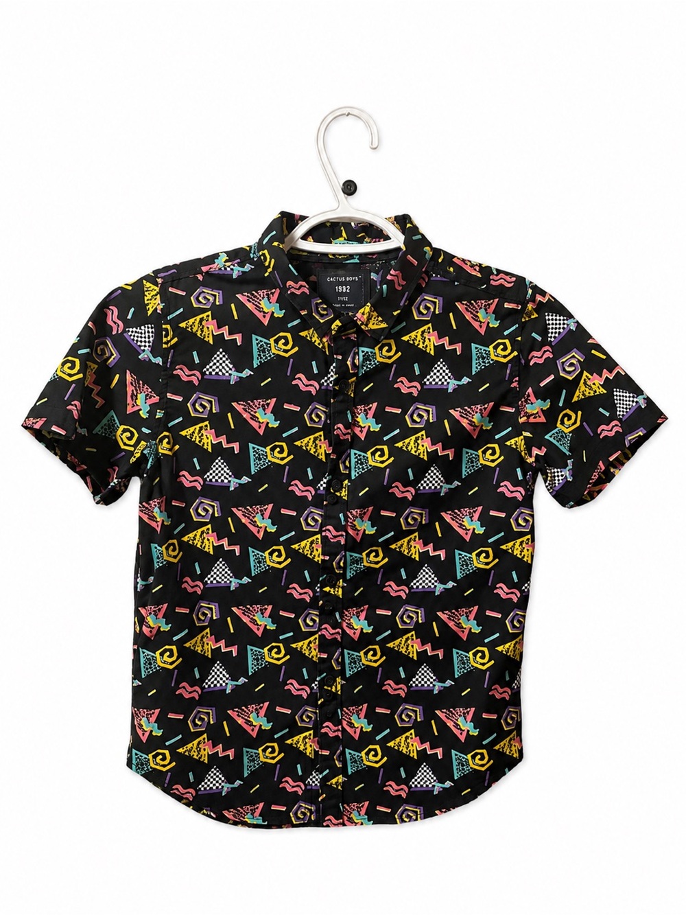 Cactus Boys 1992 Retro 80s 90s Geometric Print Short Sleeve Shirt 11/12
